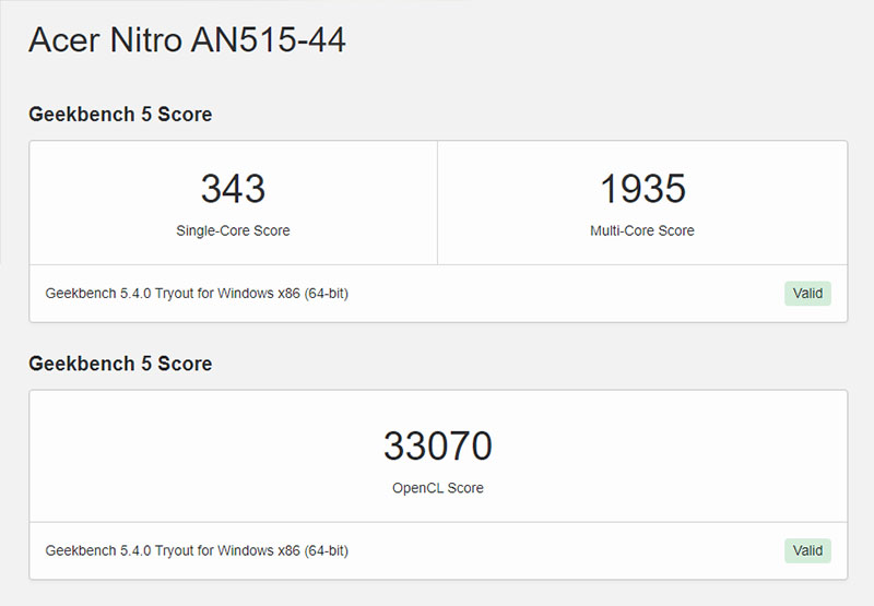 Đo CPU và hiệu năng của Acer Nitro AN515 44