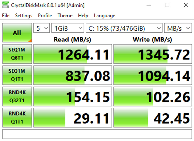 Đo tốc độ đọc và ghi ổ cứng trên Acer Nitro AN515 55