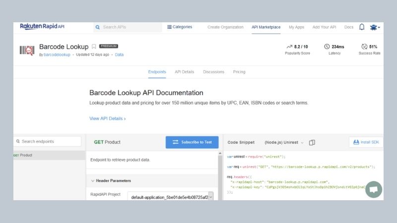 Barcode Lookup API