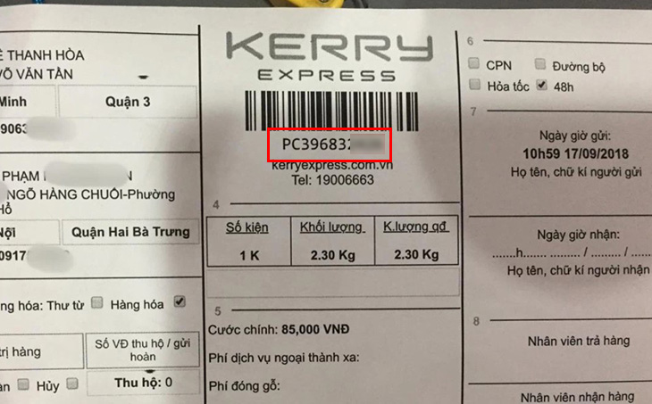 Mã vận đơn Kerry Express