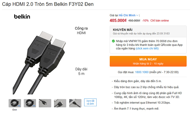 Bạn đang không biết nên mua cáp HDMI nào cho chất lượng? Chọn ngay Belkin - thương hiệu nổi tiếng chuyên phụ kiện đến từ Mỹ