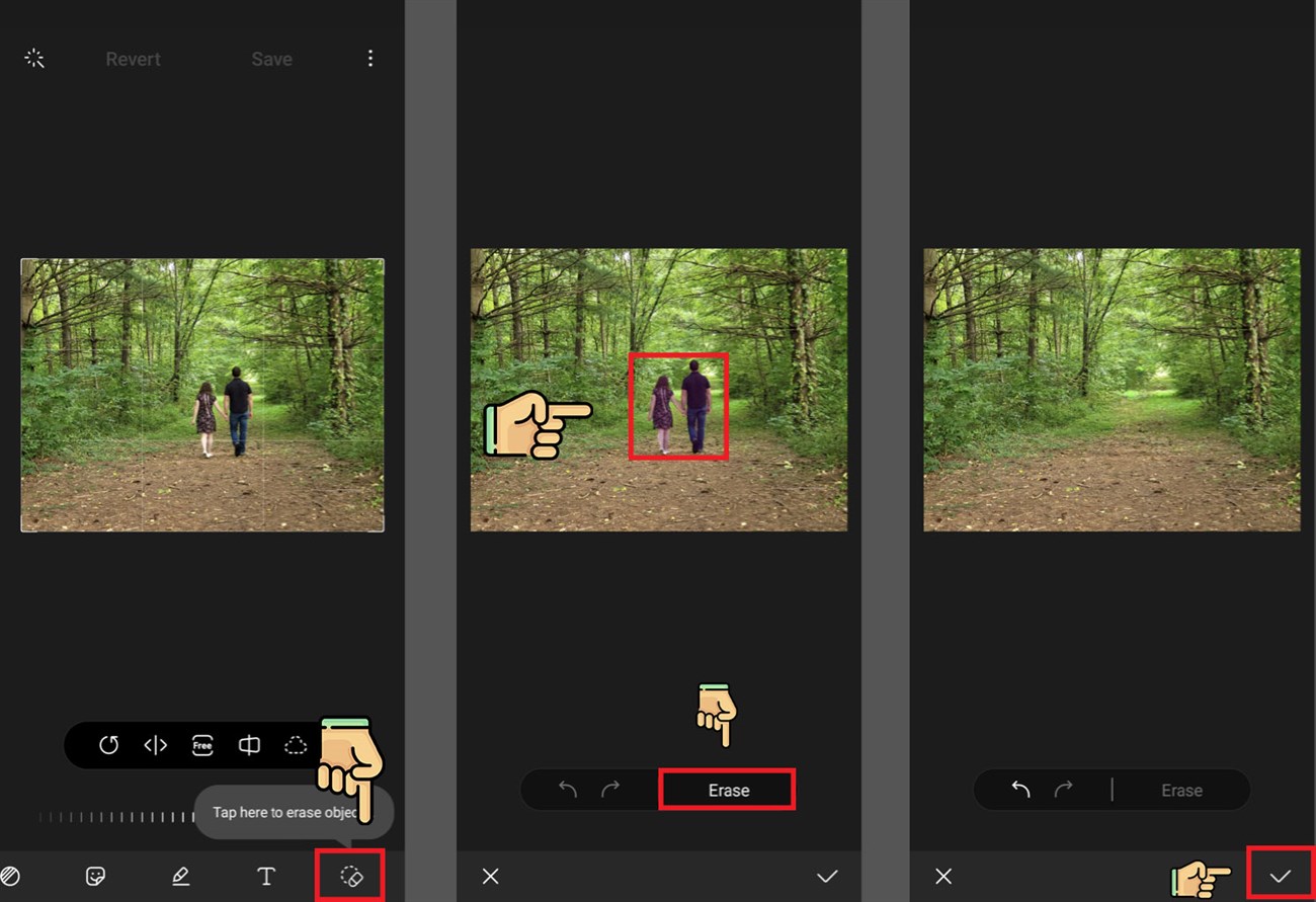 Bạn muốn xóa đi những đối tượng không mong muốn trong ảnh chụp bằng điện thoại Samsung của mình? Không cần phải tốn thời gian chỉnh sửa từng chi tiết, hãy xem hướng dẫn dễ hiểu trên hình ảnh liên quan để xóa đối tượng nhanh chóng và chuyên nghiệp!