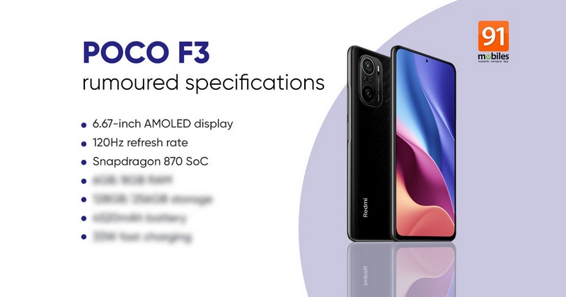 Cấu hình được cho là của POCO F3. (Nguồn: 91mobiles).