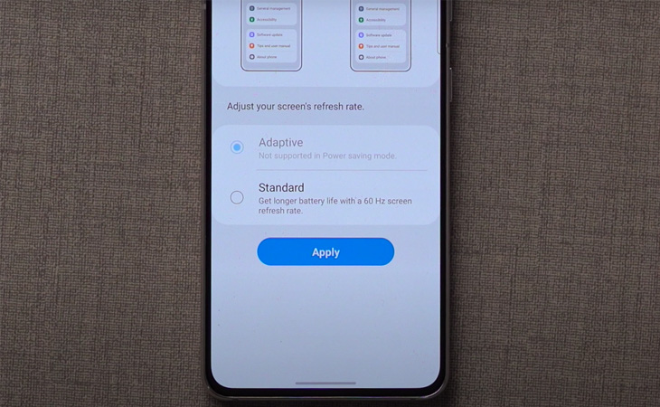 Bật tốc độ làm mới 120Hz ở chế độ tiết kiệm pin