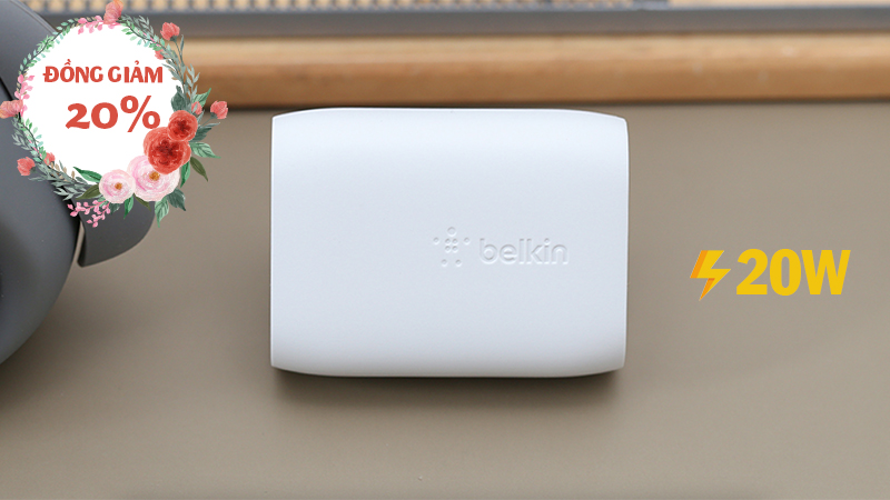 Củ sạc 20W dành cho iPhone đến từ thương hiệu Mỹ Belkin đồng giảm 20%