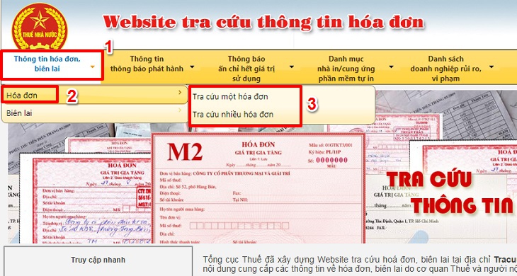 Chọn mục tra cứu hóa đơn