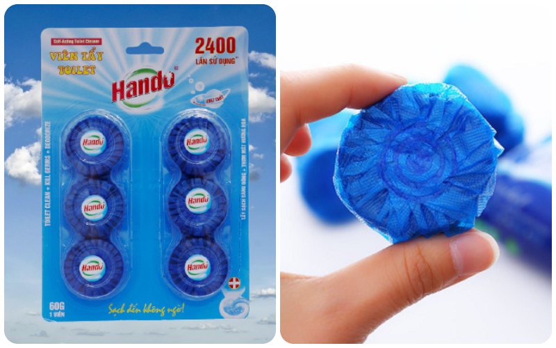 Viên vệ sinh bồn cầu Hando có các thành phần gồm anionic surfactants Viên vệ sinh bồn cầu Hando có các thành phần gồm anionic surfactants
