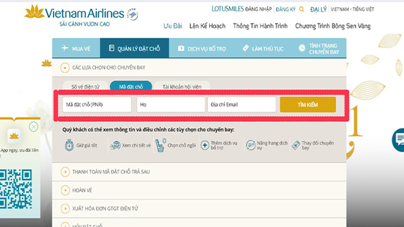 Cách kiểm tra mã code tại website hãng Vietnam Airlines