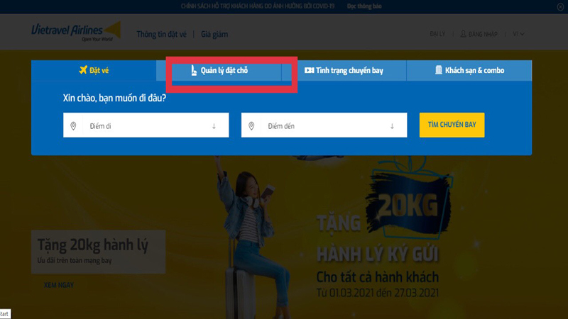 Hướng dẫn cách kiểm tra mã đặt chỗ (code) vé máy bay vietravel Airlines