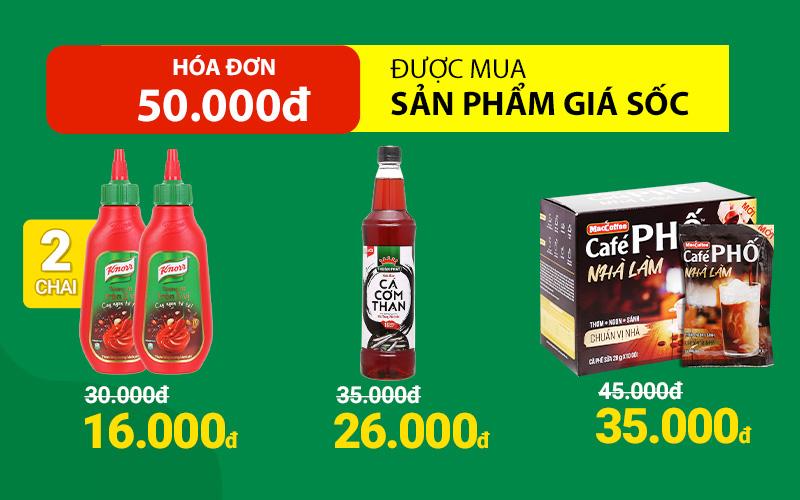 Từ ngày 22/3 – 25/3, hóa đơn 50.000đ được mua nhiều sản phẩm với giá ưu đãi