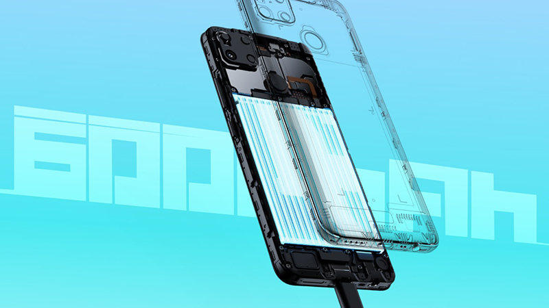 Realme C25 được trang bị viên pin lớn 6.000 mAh và sạc nhanh 18 W
