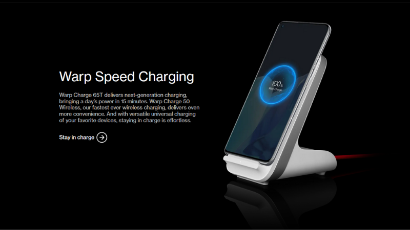 Công nghệ sạc nhanh không dây Warp Charge 50W trên chiếc OnePlus 9 Pro. Công nghệ sạc nhanh không dây Warp Charge 50W trên chiếc OnePlus 9 Pro.