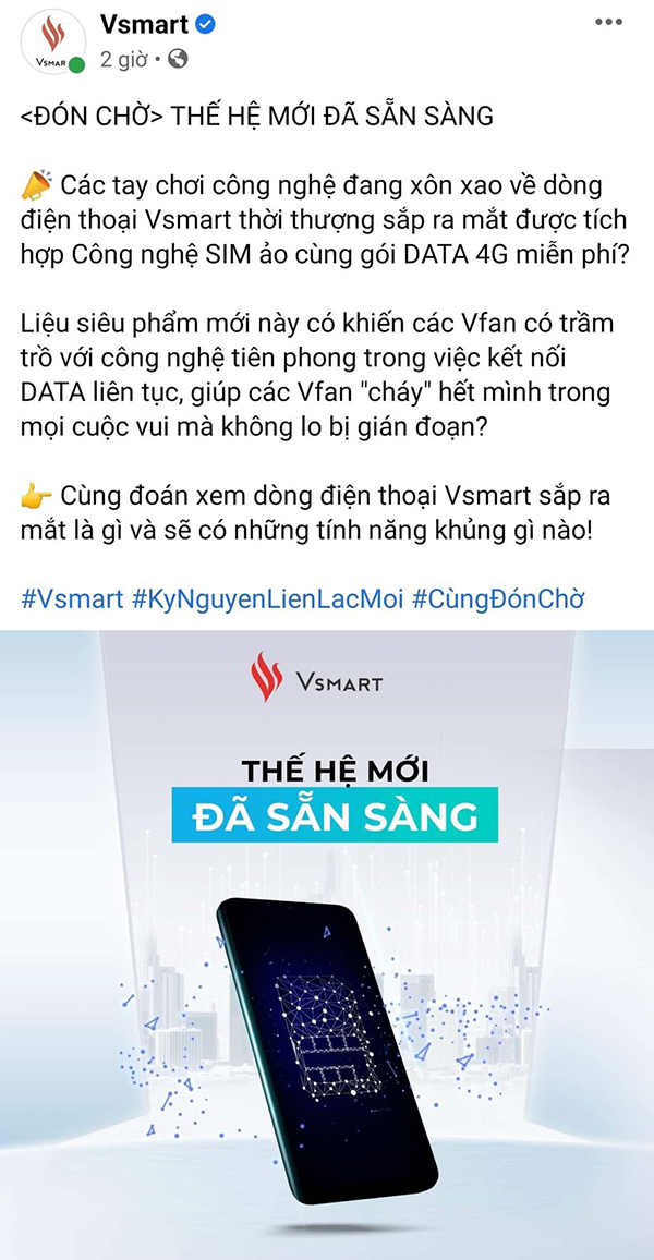 Bài đăng của Vsmart trên Facebook