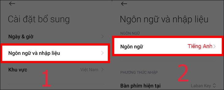 Chọn Ngôn ngữ tiếng Anh