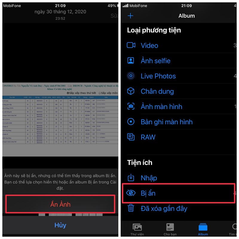 'tàng hình' nhanh chóng nhiều hình ảnh trên iPhone
