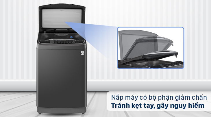 Nắp máy giặt được trang bị bộ phận giảm chấn an toàn