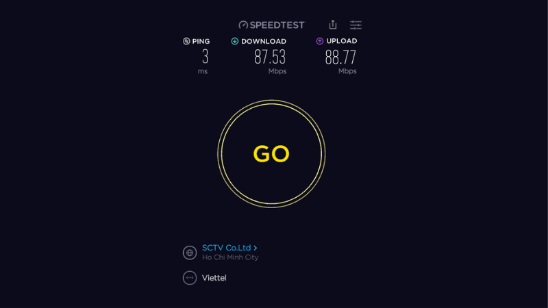 Tốc độ mạng Wi-Fi của nhà mình sau khi sử dụng adapter chuyển đổi Type-C - Gigabit Ethernet Belkin.