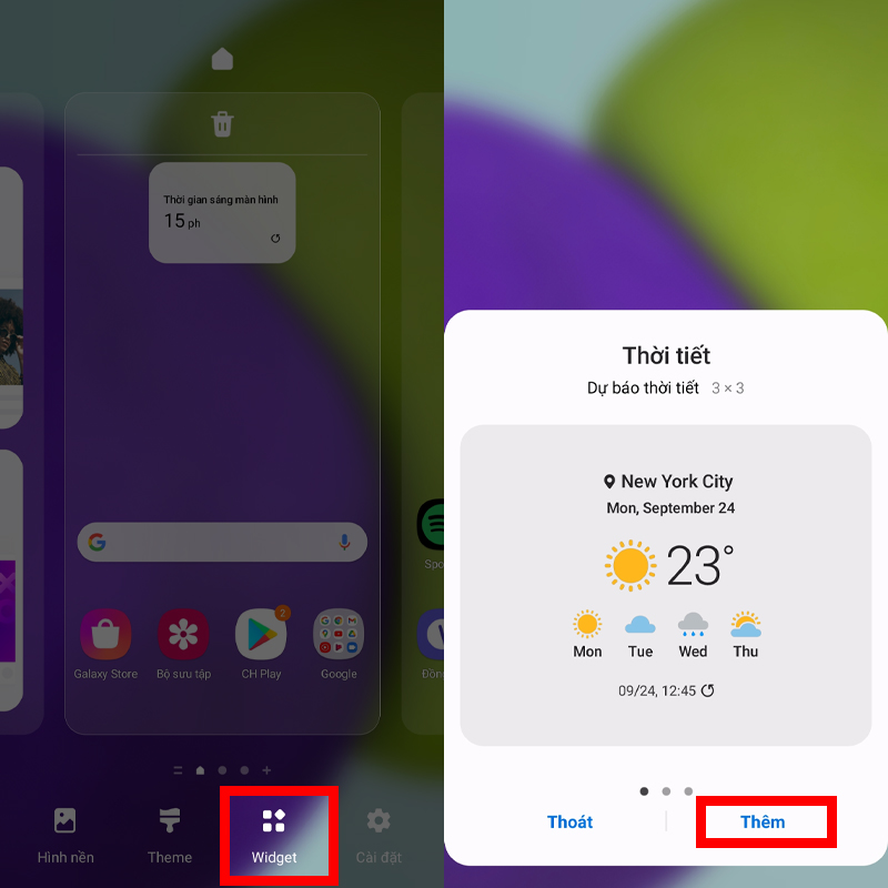 Thêm Widget để trang trí cho màn hình Thêm Widget để trang trí cho màn hình