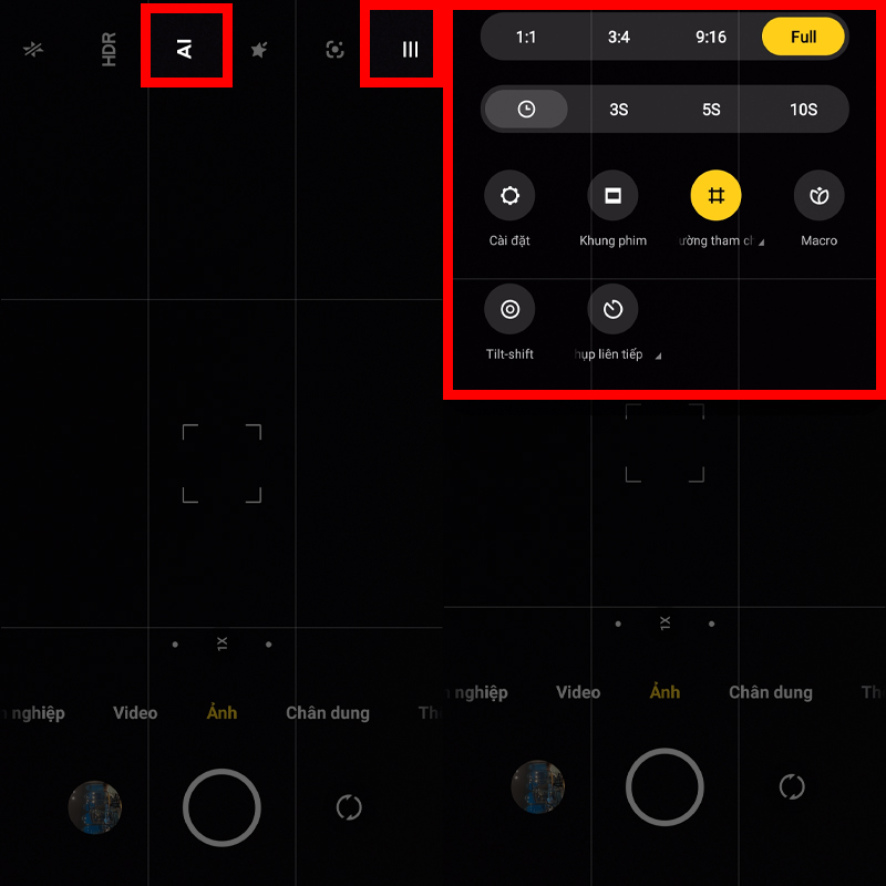 Cài đặt chụp ảnh