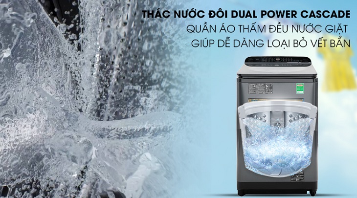 Hệ thống thác nước đôi trên máy giặt Panasonic Inverter 11.5 Kg NA-FD11AR1BV