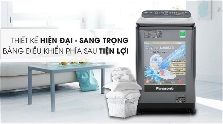 Máy giặt Panasonic Inverter 10.5 Kg NA-FD10VR1BV có thiết kế hiện đại, sang trọng với bảng điều khiển phía sau tiện lợi