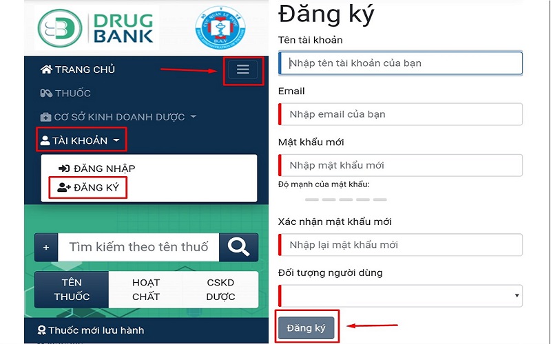 Đăng ký tài khoản Drugbank
