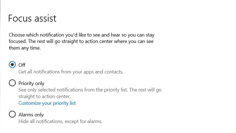 tính năng Focus Assist tính năng Focus Assist