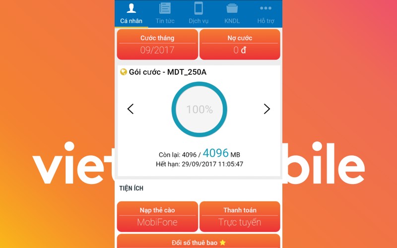 Tra dung lượng 3G/4G mạng Vietnamobile