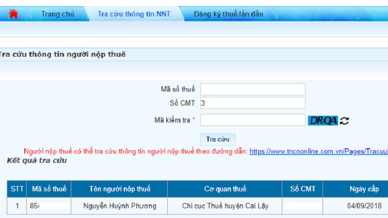 Tra cứu trên trang web Thuế điện tử của Tổng cục thuế