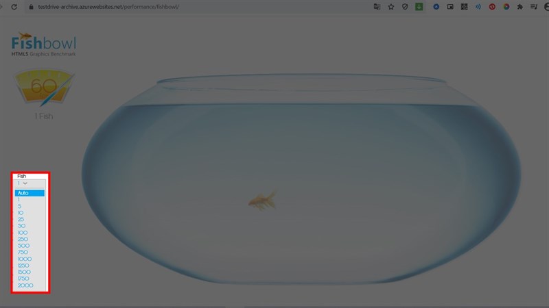Đo hiệu năng điện thoại, máy tính cực độc lạ với hồ cá của fishbowl > Mục Fish cho phép bạn chọn 1 số cá thả vào bể để đo hiệu năng của thiết bị