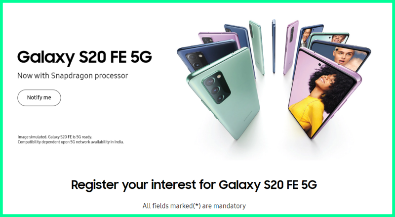 Galaxy S20 FE 5G được niêm yết trên trang Samsung Ấn Độ