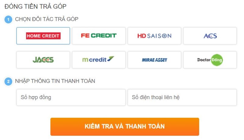 Đóng tiền trả góp online Đóng tiền trả góp online