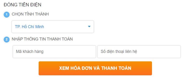 Đóng tiền điện, tiền nước online Đóng tiền điện, tiền nước online