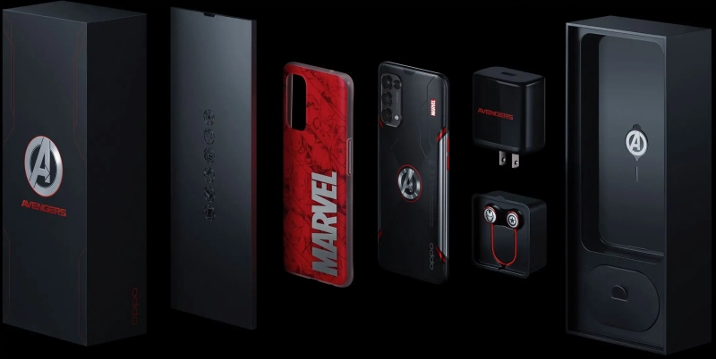 OPPO Reno5 Marvel và các phụ kiện được tặng kèm trong hộp bán lẻ