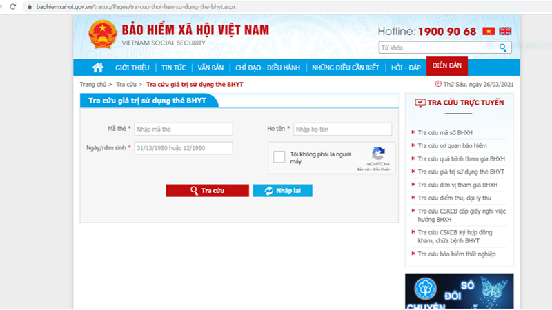 Website Bảo hiểm xã hội Việt Nam