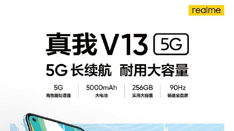 Realme V13 được hỗ trợ công nghệ 5G hứa hẹn mang lại kết nối Internet siêu nhanh