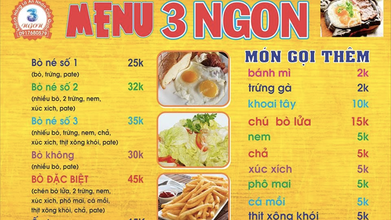 Menu quán