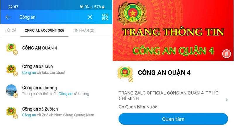 Tìm kiếm Công an khu vực bạn đang cư trú