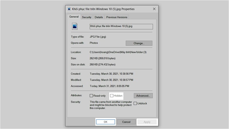 ẩn file windows ẩn file windows
