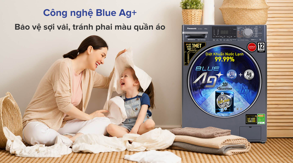 Tìm hiểu Công nghệ Blue Ag+ diệt khuẩn 99.99% không cần giặt nước nóng của Panasonic > Công nghệ Blue Ag+ - Bảo vệ sợi vải, tránh phai màu quần áo