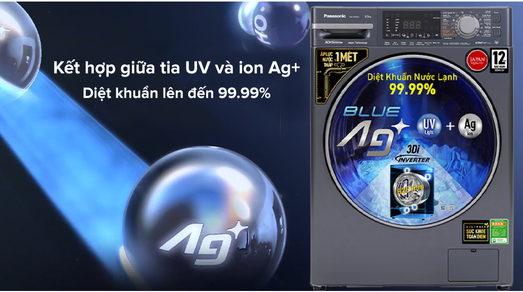 Tìm hiểu Công nghệ Blue Ag+ diệt khuẩn 99.99% không cần giặt nước nóng của Panasonic > Công nghệ Blue Ag+ diệt khuẩn đến 99.99%