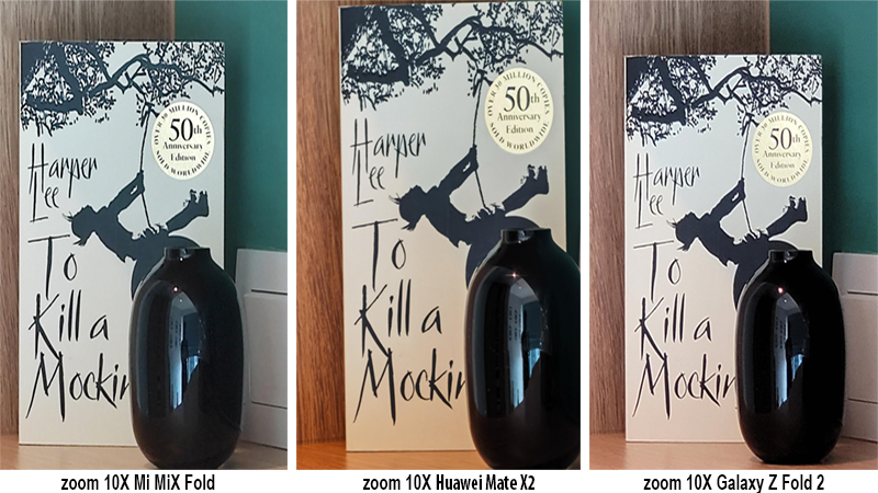 Ống kính zoom với công nghệ thấu kính lỏng của Mi MiX Fold tốt hơn ống kính tele của 2x 12 MB của Galaxy Z Fold 2 nhưng lại kém hơn ống kính zoom 10x sử dụng ống kính tiềm vọng của Huawei Mate X2 Ống kính zoom với công nghệ thấu kính lỏng của Mi MiX Fold tốt hơn ống kính tele của 2x 12 MB của Galaxy Z Fold 2 nhưng lại kém hơn ống kính zoom 10x sử dụng ống kính tiềm vọng của Huawei Mate X2