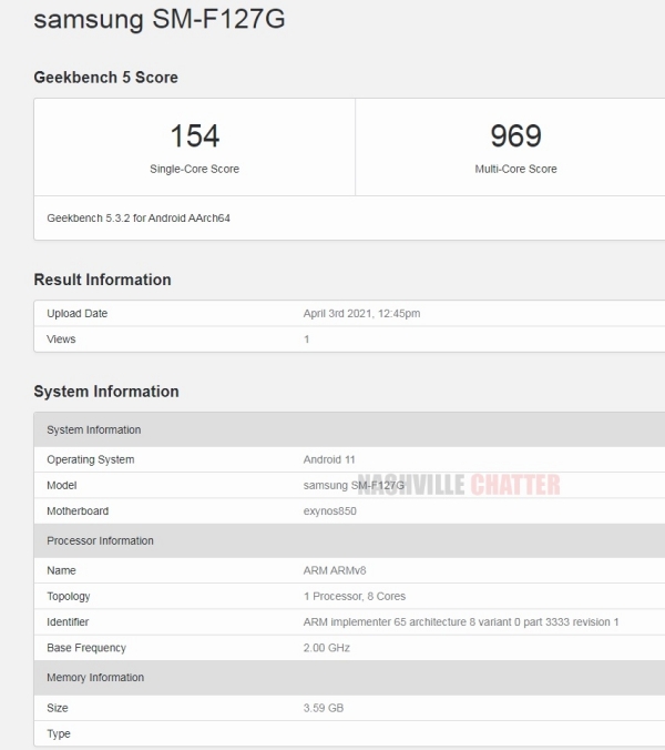 Samsung Galaxy F12 xuất hiện trên Geekbench