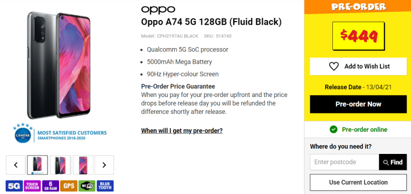 OPPO A74 5G lộ sạch hình ảnh, cấu hình và giá bán trên một trang web bán lẻ OPPO A74 5G lộ sạch hình ảnh, cấu hình và giá bán trên một trang web bán lẻ