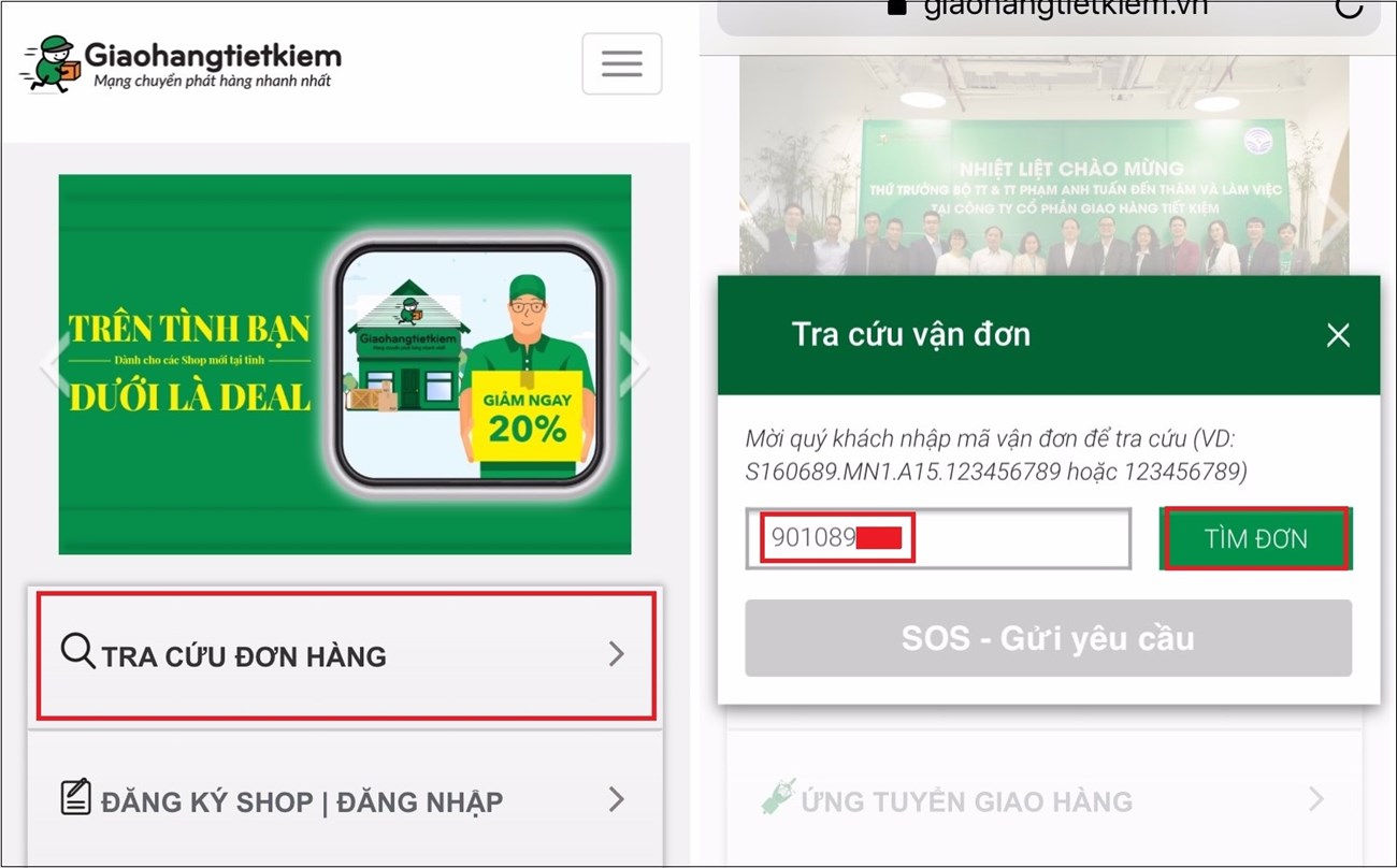 Tra cứu tại website GHTK