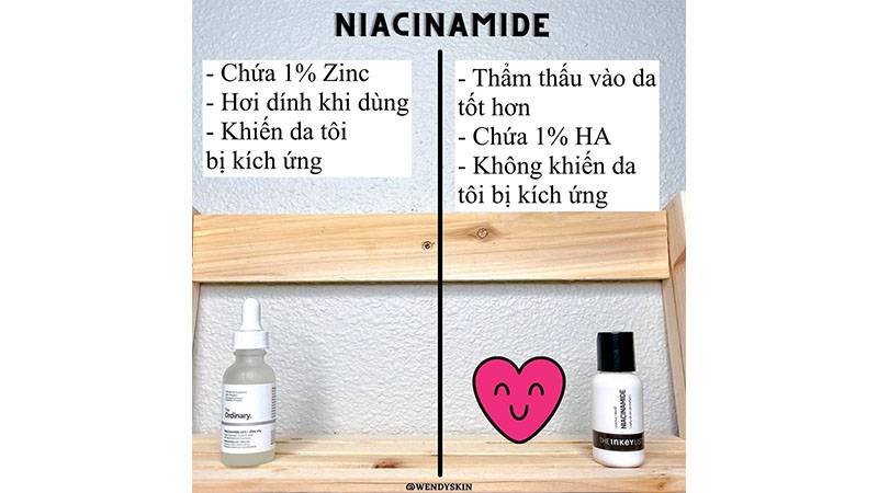 So sánh Niacinamide của The Inkey List và The Ordinary