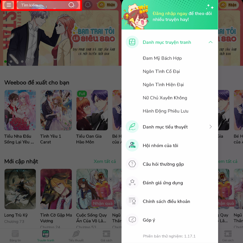 Cách Tải Kho Tàng Truyện Tranh, Tiểu Thuyết Weeboo Trên Điện Thoại
