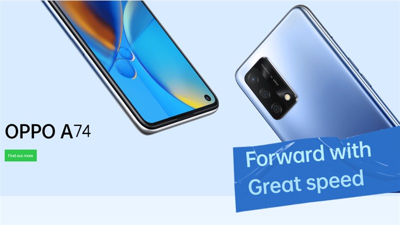 Overall design of OPPO A74 4G In terms of appearance, I see OPPO A74 4G has a design quite similar to the OPPO Reno 5 with design lines that look masculine and strong, combined with a gentle 3D curved back, shiny colors, eye-catching. to the user with sophistication and elegance.
