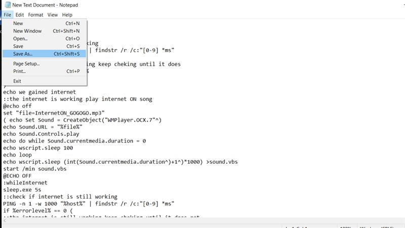 Tạo báo động khi mất kết nối internet trên máy tính Tạo báo động khi mất kết nối internet trên máy tính