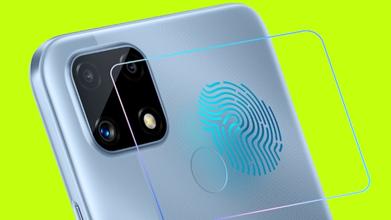 Cảm biến vân tay trên Realme C25 được tích hợp ở mặt lưng Cảm biến vân tay trên Realme C25 được tích hợp ở mặt lưng